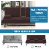 imageHVERSAILTEX 4 Pieces Stretch Futon Covers Sofa Bed Slipcover with Removable Armrests and Cupholders Covers Furniture Protector High Spandex Small Checks Jacquard Fabric BlackChocolate