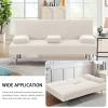 imageHVERSAILTEX 4 Pieces Stretch Futon Covers Sofa Bed Slipcover with Removable Armrests and Cupholders Covers Furniture Protector High Spandex Small Checks Jacquard Fabric BlackIvory