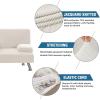 imageHVERSAILTEX 4 Pieces Stretch Futon Covers Sofa Bed Slipcover with Removable Armrests and Cupholders Covers Furniture Protector High Spandex Small Checks Jacquard Fabric BlackIvory