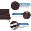 imageHVERSAILTEX 4 Pieces Stretch Futon Covers Sofa Bed Slipcover with Removable Armrests and Cupholders Covers Furniture Protector High Spandex Small Checks Jacquard Fabric BlackChocolate