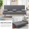 imageHVERSAILTEX 4 Pieces Stretch Futon Covers Sofa Bed Slipcover with Removable Armrests and Cupholders Covers Furniture Protector High Spandex Small Checks Jacquard Fabric BlackGrey