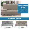 imageHVERSAILTEX 4 Pieces Stretch Futon Covers Sofa Bed Slipcover with Removable Armrests and Cupholders Covers Furniture Protector High Spandex Small Checks Jacquard Fabric BlackTaupe