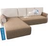 imageHVERSAILTEX L Shape Sectional Couch Covers 2Piece L Couch Cover 100 Waterproof Pet Couch Covers for Sectional Sofa WashableLeft Chaise  3 Seat Sofa Rocket GrayFrench Oak