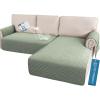 imageHVERSAILTEX L Shape Sectional Couch Covers 2Piece L Couch Cover 100 Waterproof Pet Couch Covers for Sectional Sofa WashableLeft Chaise  3 Seat Sofa Rocket GrayPale Aqua