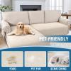 imageHVERSAILTEX L Shape Sectional Couch Covers 2Piece L Couch Cover 100 Waterproof Pet Couch Covers for Sectional Sofa WashableLeft Chaise  3 Seat Sofa Rocket GrayCoconut Milk