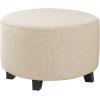 imageHVERSAILTEX Ottoman Cover Stretch Ottoman Slipcover Round Ottoman Storage Cover Folding Stool Covers Furniture Protector Cover for Footrest Ottoman Fit Dia 20quot  23quot TaupeNatural