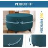 imageHVERSAILTEX Ottoman Cover Stretch Ottoman Slipcover Round Ottoman Storage Cover Folding Stool Covers Furniture Protector Cover for Footrest Ottoman Fit Dia 20quot  23quot TaupeDeep Teal