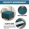 imageHVERSAILTEX Ottoman Cover Stretch Ottoman Slipcover Round Ottoman Storage Cover Folding Stool Covers Furniture Protector Cover for Footrest Ottoman Fit Dia 20quot  23quot TaupeDeep Teal