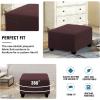 imageHVERSAILTEX Ottoman Cover Stretch Ottoman Slipcover Round Ottoman Storage Cover Folding Stool Covers Furniture Protector Cover for Footrest Ottoman Fit Dia 20quot  23quot TaupeChocolate