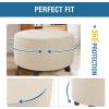 imageHVERSAILTEX Ottoman Cover Stretch Ottoman Slipcover Round Ottoman Storage Cover Folding Stool Covers Furniture Protector Cover for Footrest Ottoman Fit Dia 20quot  23quot TaupeNatural