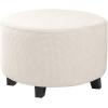 imageHVERSAILTEX Ottoman Cover Stretch Ottoman Slipcover Round Ottoman Storage Cover Folding Stool Covers Furniture Protector Cover for Footrest Ottoman Fit Dia 20quot  23quot TaupeIvory