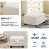imageHVERSAILTEX Ottoman Cover Stretch Ottoman Slipcover Round Ottoman Storage Cover Folding Stool Covers Furniture Protector Cover for Footrest Ottoman Fit Dia 20quot  23quot TaupeIvory