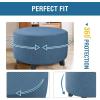 imageHVERSAILTEX Ottoman Cover Stretch Ottoman Slipcover Round Ottoman Storage Cover Folding Stool Covers Furniture Protector Cover for Footrest Ottoman Fit Dia 20quot  23quot TaupeDusty Blue