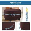 imageHVERSAILTEX Ottoman Cover Stretch Ottoman Slipcover Round Ottoman Storage Cover Folding Stool Covers Furniture Protector Cover for Footrest Ottoman Fit Dia 20quot  23quot TaupeChocolate