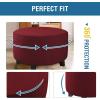 imageHVERSAILTEX Ottoman Cover Stretch Ottoman Slipcover Round Ottoman Storage Cover Folding Stool Covers Furniture Protector Cover for Footrest Ottoman Fit Dia 20quot  23quot TaupeWineBurgundy