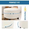 imageHVERSAILTEX Ottoman Cover Stretch Ottoman Slipcover Round Ottoman Storage Cover Folding Stool Covers Furniture Protector Cover for Footrest Ottoman Fit Dia 20quot  23quot TaupeIvory