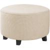 imageHVERSAILTEX Ottoman Cover Stretch Ottoman Slipcover Round Ottoman Storage Cover Folding Stool Covers Furniture Protector Cover for Footrest Ottoman Fit Dia 20quot  23quot TaupeNatural