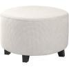 imageHVERSAILTEX Ottoman Cover Stretch Ottoman Slipcover Round Ottoman Storage Cover Folding Stool Covers Furniture Protector Cover for Footrest Ottoman Fit Dia 20quot  23quot TaupeIvory