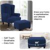 imageHVERSAILTEX Ottoman Cover Stretch Ottoman Slipcover Round Ottoman Storage Cover Folding Stool Covers Furniture Protector Cover for Footrest Ottoman Fit Dia 20quot  23quot TaupeNavy