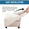 imageHVERSAILTEX Ottoman Cover Stretch Ottoman Slipcover Round Ottoman Storage Cover Folding Stool Covers Furniture Protector Cover for Footrest Ottoman Fit Dia 20quot  23quot TaupeIvory