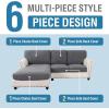 imageHVERSAILTEX Sectional Couch Covers 4 Pieces Sofa Seat Cushion Covers L Shape Separate Cushion Couch Chaise Cover for Both LeftRight Sectional Couch Seat Only 1 Chaise  3 Sofa GreyCharcoal Grey