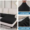 imageHVERSAILTEX Sectional Couch Covers 4 Pieces Sofa Seat Cushion Covers L Shape Separate Cushion Couch Chaise Cover for Both LeftRight Sectional Couch Seat Only 1 Chaise  3 Sofa GreyBlack