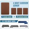 imageHVERSAILTEX Sectional Couch Covers 4 Pieces Sofa Seat Cushion Covers L Shape Separate Cushion Couch Chaise Cover for Both LeftRight Sectional Couch Seat Only 1 Chaise  3 Sofa GreyCaramel