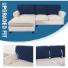 imageHVERSAILTEX Sectional Couch Covers 4 Pieces Sofa Seat Cushion Covers L Shape Separate Cushion Couch Chaise Cover for Both LeftRight Sectional Couch Seat Only 1 Chaise  3 Sofa GreyNavy