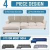 imageHVERSAILTEX Sectional Couch Covers 4 Pieces Sofa Seat Cushion Covers L Shape Separate Cushion Couch Chaise Cover for Both LeftRight Sectional Couch Seat Only 1 Chaise  3 Sofa GreyIsland Fossi