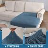 imageHVERSAILTEX Sectional Couch Covers 4 Pieces Sofa Seat Cushion Covers L Shape Separate Cushion Couch Chaise Cover for Both LeftRight Sectional Couch Seat Only 1 Chaise  3 Sofa GreyDusty Blue