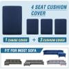 imageHVERSAILTEX Sectional Couch Covers 4 Pieces Sofa Seat Cushion Covers L Shape Separate Cushion Couch Chaise Cover for Both LeftRight Sectional Couch Seat Only 1 Chaise  3 Sofa GreyNavy
