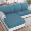 imageHVERSAILTEX Sectional Couch Covers 4 Pieces Sofa Seat Cushion Covers L Shape Separate Cushion Couch Chaise Cover for Both LeftRight Sectional Couch Seat Only 1 Chaise  3 Sofa GreyStorm Blue