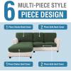 imageHVERSAILTEX Sectional Couch Covers 4 Pieces Sofa Seat Cushion Covers L Shape Separate Cushion Couch Chaise Cover for Both LeftRight Sectional Couch Seat Only 1 Chaise  3 Sofa GreyBronze Green