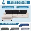 imageHVERSAILTEX Sectional Couch Covers 4 Pieces Sofa Seat Cushion Covers L Shape Separate Cushion Couch Chaise Cover for Both LeftRight Sectional Couch Seat Only 1 Chaise  3 Sofa GreyBlack