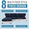 imageHVERSAILTEX Sectional Couch Covers 4 Pieces Sofa Seat Cushion Covers L Shape Separate Cushion Couch Chaise Cover for Both LeftRight Sectional Couch Seat Only 1 Chaise  3 Sofa GreyNavy