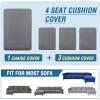 imageHVERSAILTEX Sectional Couch Covers 4 Pieces Sofa Seat Cushion Covers L Shape Separate Cushion Couch Chaise Cover for Both LeftRight Sectional Couch Seat Only 1 Chaise  3 Sofa GreyDove
