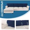 imageHVERSAILTEX Sectional Couch Covers 4 Pieces Sofa Seat Cushion Covers L Shape Separate Cushion Couch Chaise Cover for Both LeftRight Sectional Couch Seat Only 1 Chaise  3 Sofa GreyNavy