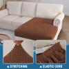imageHVERSAILTEX Sectional Couch Covers 4 Pieces Sofa Seat Cushion Covers L Shape Separate Cushion Couch Chaise Cover for Both LeftRight Sectional Couch Seat Only 1 Chaise  3 Sofa GreyCaramel