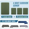 imageHVERSAILTEX Sectional Couch Covers 4 Pieces Sofa Seat Cushion Covers L Shape Separate Cushion Couch Chaise Cover for Both LeftRight Sectional Couch Seat Only 1 Chaise  3 Sofa GreyBronze Green