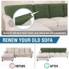 imageHVERSAILTEX Sectional Couch Covers 4 Pieces Sofa Seat Cushion Covers L Shape Separate Cushion Couch Chaise Cover for Both LeftRight Sectional Couch Seat Only 1 Chaise  3 Sofa GreyBronze Green