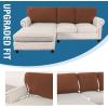 imageHVERSAILTEX Sectional Couch Covers 4 Pieces Sofa Seat Cushion Covers L Shape Separate Cushion Couch Chaise Cover for Both LeftRight Sectional Couch Seat Only 1 Chaise  3 Sofa GreyCaramel