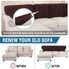 imageHVERSAILTEX Sectional Couch Covers 4 Pieces Sofa Seat Cushion Covers L Shape Separate Cushion Couch Chaise Cover for Both LeftRight Sectional Couch Seat Only 1 Chaise  3 Sofa GreyChocolate