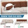 imageHVERSAILTEX Sectional Couch Covers 4 Pieces Sofa Seat Cushion Covers L Shape Separate Cushion Couch Chaise Cover for Both LeftRight Sectional Couch Seat Only 1 Chaise  3 Sofa GreyCaramel