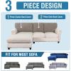 imageHVERSAILTEX Sectional Couch Covers 4 Pieces Sofa Seat Cushion Covers L Shape Separate Cushion Couch Chaise Cover for Both LeftRight Sectional Couch Seat Only 1 Chaise  3 Sofa GreyTaupe