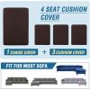 imageHVERSAILTEX Sectional Couch Covers 4 Pieces Sofa Seat Cushion Covers L Shape Separate Cushion Couch Chaise Cover for Both LeftRight Sectional Couch Seat Only 1 Chaise  3 Sofa GreyChocolate