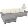 imageHVERSAILTEX Sectional Couch Covers 4 Pieces Sofa Seat Cushion Covers L Shape Separate Cushion Couch Chaise Cover for Both LeftRight Sectional Couch Seat Only 1 Chaise  3 Sofa GreyIvory
