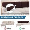 imageHVERSAILTEX Sectional Couch Covers 4 Pieces Sofa Seat Cushion Covers L Shape Separate Cushion Couch Chaise Cover for Both LeftRight Sectional Couch Seat Only 1 Chaise  3 Sofa GreyChocolate
