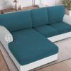 imageHVERSAILTEX Sectional Couch Covers 4 Pieces Sofa Seat Cushion Covers L Shape Separate Cushion Couch Chaise Cover for Both LeftRight Sectional Couch Seat Only 1 Chaise  3 Sofa GreyDeep Teal