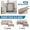 imageHVERSAILTEX Sectional Couch Covers 4 Pieces Sofa Seat Cushion Covers L Shape Separate Cushion Couch Chaise Cover for Both LeftRight Sectional Couch Seat Only 1 Chaise  3 Sofa GreySand