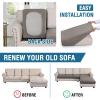imageHVERSAILTEX Sectional Couch Covers 4 Pieces Sofa Seat Cushion Covers L Shape Separate Cushion Couch Chaise Cover for Both LeftRight Sectional Couch Seat Only 1 Chaise  3 Sofa GreyTaupe